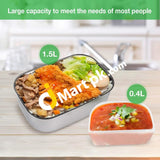 Homeasy 2-In-1 Electric Lunch Box 1.5L Food Heater Warmer Removable Food-Grade Stainless Steel