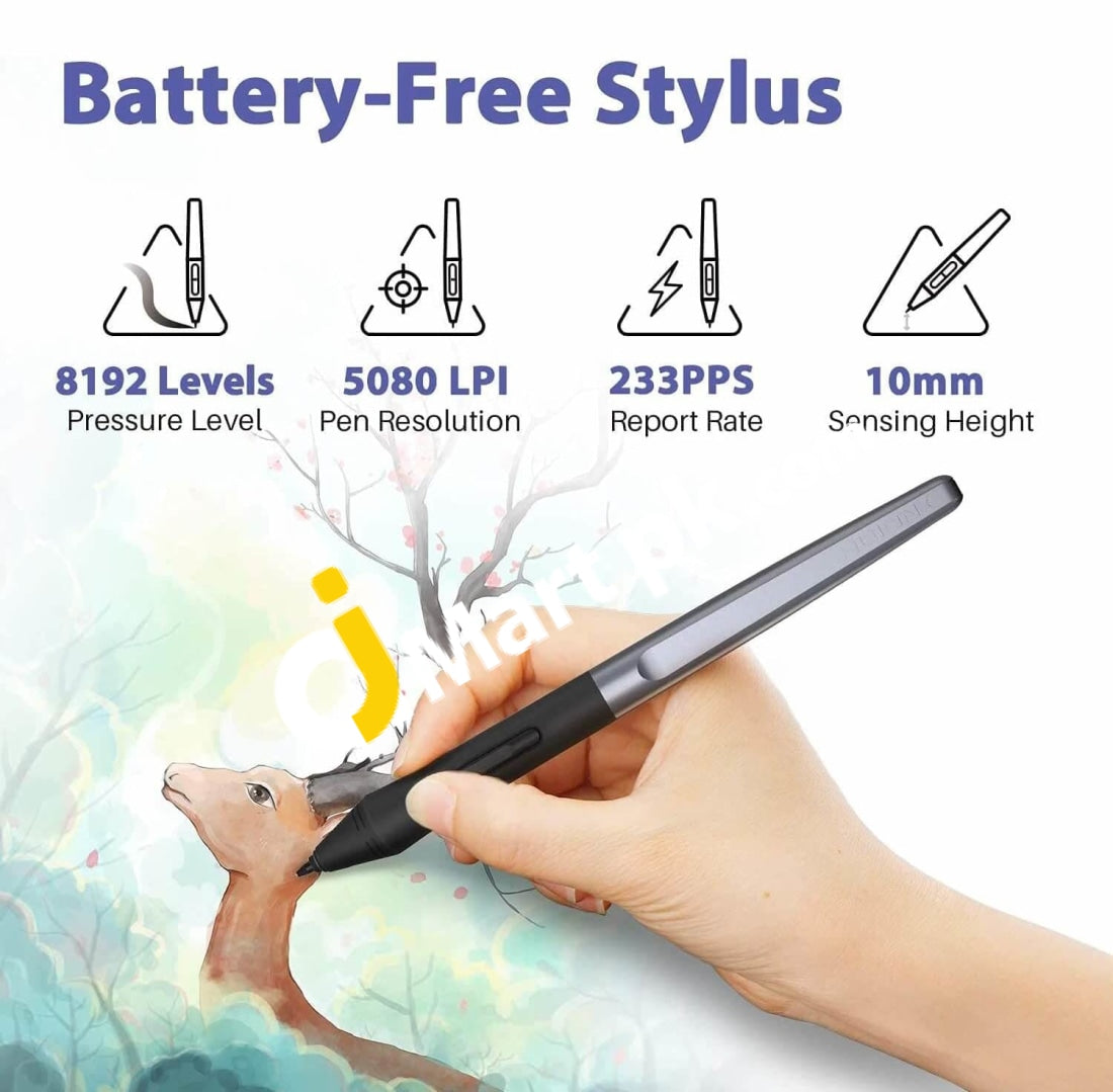 HUION Inspiroy H1060P Graphics Drawing Tablet with 8192 Pressure  Sensitivity Battery-Free Stylus and 12 Customized Hot Keys, 10 x 6.25  inches Digital