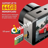 Iiwey T2Pro 3 Channel Dash Cam Front & Rear Inside 1080P With 4 Ir Lamps Super Night Vision 2.5 Lcd