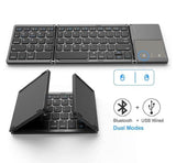 Jelly Comb Foldable Bluetooth Keyboard with Touchpad, Dual Mode Rechargeable Keyboard for Windows Android Tablet Smartphone Surface & More - Imported from UK