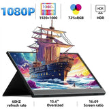 ZSUS 15.6" 144Hz Portable Monitor, 1920*1080 HDR 16:9 IPS Screen For XBox PS4/5 Switch Cell Phone PC Laptop Extension - Imported from UK