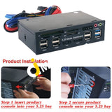 Multifunction Card Reader For Media Dashboard 5.25 Front Panel Usb 2.0 3.0 20Pin E-Sata Sata -