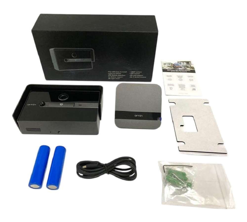 Ornin WiFi Video Doorbell with Chime, 1080P HD Camera, PIR Motion Detection, Two-Way Talk, IP65 Weatherproof for Home Security - Imported from UK