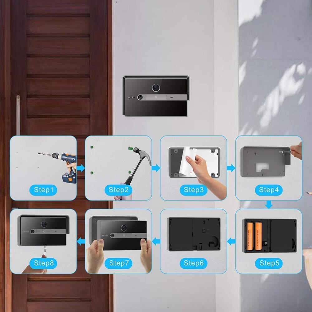 Ornin WiFi Video Doorbell with Chime, 1080P HD Camera, PIR Motion Detection, Two-Way Talk, IP65 Weatherproof for Home Security - Imported from UK
