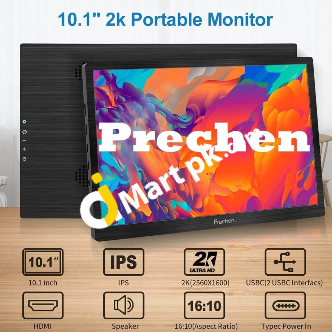 Prechen Mini Monitor Prechen IPS Screen 2K Portable Mini Monitor, 10.1