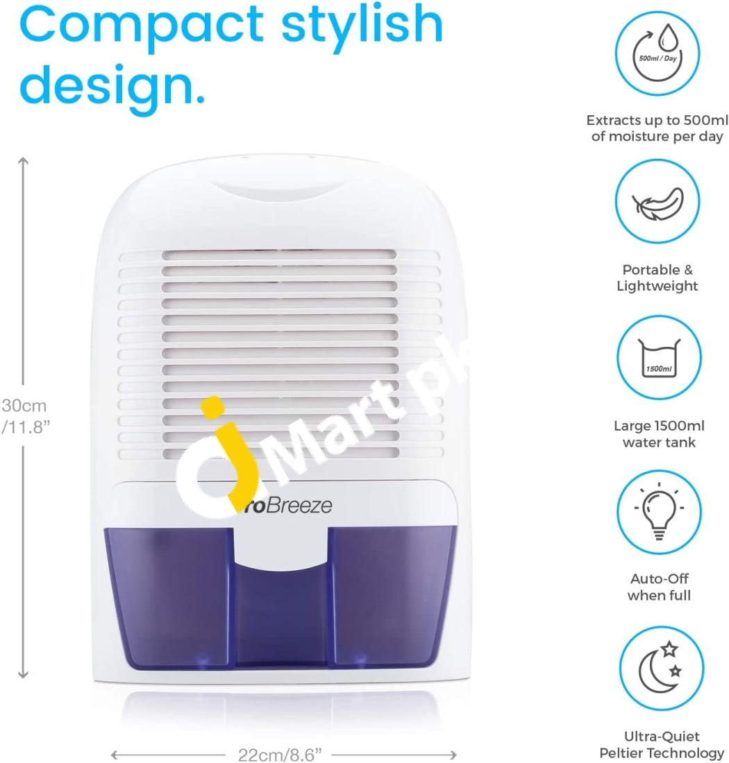 Probreeze® 1500Ml Dehumidifier Portable Ultra Quiet Ideal For Removing Damp Mold Moisture In Home