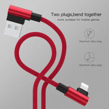 Lightning 1M Cable for iPhone 90° Fast Charger L-Shape Nylon Braided Right Angle High Speed Heavy Duty USB Data Cable - Imported from UK