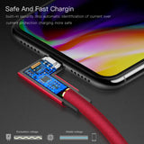 Lightning 1M Cable for iPhone 90° Fast Charger L-Shape Nylon Braided Right Angle High Speed Heavy Duty USB Data Cable - Imported from UK