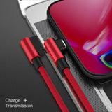 Lightning 1M Cable for iPhone 90° Fast Charger L-Shape Nylon Braided Right Angle High Speed Heavy Duty USB Data Cable - Imported from UK