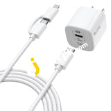 Quntis 30W USB-C Super Fast Charger, 2-in-1 PD 3.0 GaN Charger for iPhone iPad iPod with 6.6ft Cable - Imported from UK