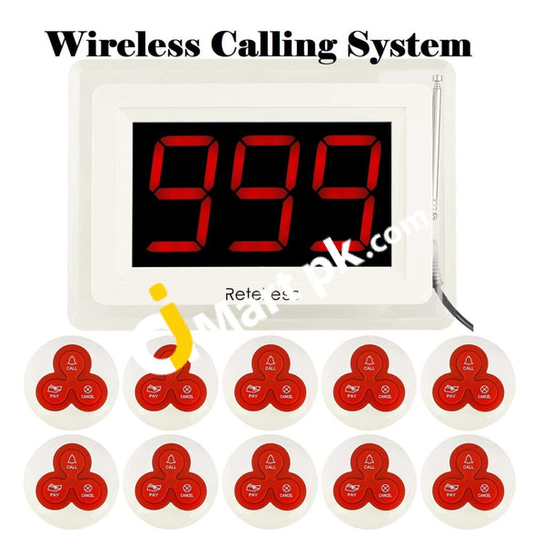 Retekess T114 Wireless Calling System with 10 Table Clocks Call Button ...