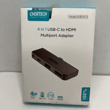 CHOETECH 4-in-1 USB-C to HDMI Multiport Adapter - Imported from UK