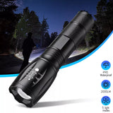 T6 3000 Lumens Powerful LED Flashlight, Super Bright Aluminum Alloy Telescopic Zoomable Tactical Military LED Flashlight / Torch Lamp Light - Imported from UK