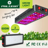 Phlizon 600W Led Grow Light Full Spectrum Double Switch Light for Indoor Hydroponics Plants Vegetables & Flowers - Imported from UK