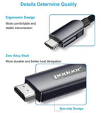 Podoor USB C to HDTV Cable, USB Type C to HDMI Cable, 4k Full HD Thunderbolt 3 Compatible, 2M - Imported from UK