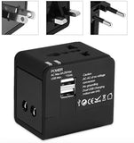 Universal Travel Adapter with Dual USB Charging Port, All-in-One Worldwide AC Outlet Plugs for Europe, UK, US, AU, Asia (Container Product Without Box) - Imported from UK