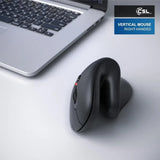 CSL Wireless Vertical Mouse, Bluetooth Optical Sensor, 1000-2400 DPI, 8 Buttons, Compatible with PC & Mac - Imported from UK