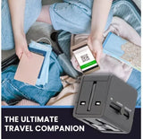 Universal Travel Adapter with Dual USB Charging Port, All-in-One Worldwide AC Outlet Plugs for Europe, UK, US, AU, Asia (Container Product Without Box) - Imported from UK