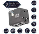 Universal Travel Adapter with Dual USB Charging Port, All-in-One Worldwide AC Outlet Plugs for Europe, UK, US, AU, Asia (Container Product Without Box) - Imported from UK