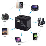 Universal Travel Adapter with Dual USB Charging Port, All-in-One Worldwide AC Outlet Plugs for Europe, UK, US, AU, Asia (Container Product Without Box) - Imported from UK