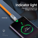 Super Fast Type C Charging Cable, 1m 120W 6A Type-C  Liquid Silicone Cable, Aluminum Alloy Interface with LED (Red) - Imported from UK