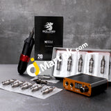 Solong Rotary Tattoo Machine Kit Hybrid Pen 20 Cartridges 8 Inks Professional Digital Power Supply -