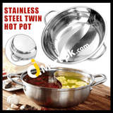 Stainless Steel Twin 30cm Steamer Pot, Hot Pot Ruled Compatible Soup Stock Pots - Imported from UK
