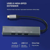 Aluminum Alloy Multi-Port USB Type C to USB 3.0 4 Port Hub Adapter - Imported from UK