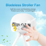 The Aliens Bladeless Stroller Fan Rechargeable With Flexible Tripod 3-Speed Adjustable - Imported