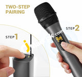 Tonor Uhf Dual Wireless Microphone Metal Dynamic Micro System With Rechargeable Receiver For Karaoke