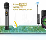 Tonor Uhf Dual Wireless Microphone Metal Dynamic Micro System With Rechargeable Receiver For Karaoke