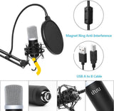 Uhuru Professional Usb Podcast Condenser Microphone Pc Streaming Cardioid Kit - Imported From Uk