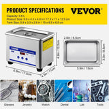 VEVOR 800ml Professional Ultrasonic Cleaner, 304 Stainless Steel Digital Lab Ultrasonic Cleaner with Timer (Container Product, Without Box)  - Imported from UK