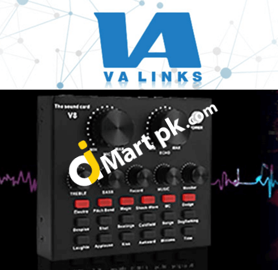 Valinks V8 Live Sound Card Mini Portable Audio Mixer Voice Changer With Volume Adjustable For Music