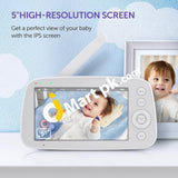 Vava Video Baby Monitor 720P 5 Hd Display Ips Screen Two-Way Audio One-Click Zoom Night Vision &