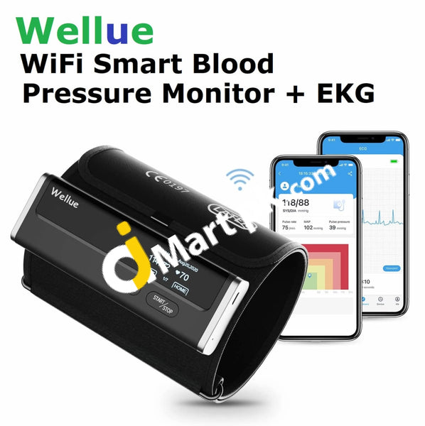 Wellue BP2 WiFi Blood Pressure Monitor + EKG Monitor Device with Large  Upper Arm Cuff, Home Digital BP Machine with Unlimited Data Synced by Wi-Fi  & Bluetooth 