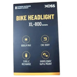 XOSS XL800 Bike Headlight, Aluminum, USB-C Rechargeable, Waterproof, 800 Lumens Bicycle Light with 5 Modes, Front Light Easy to Install for Road/Mountain Cycling - Imported from UK