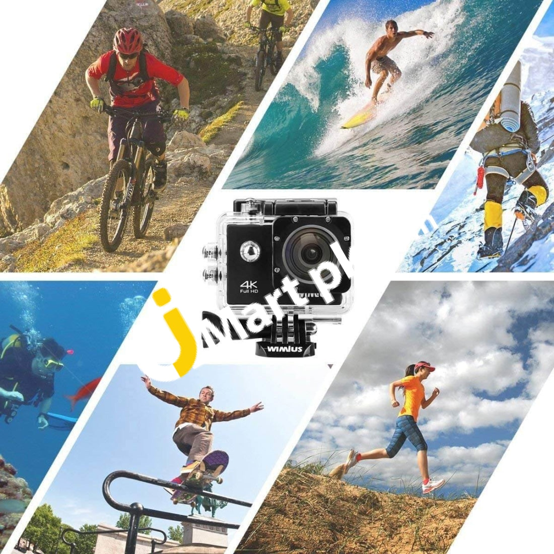 Action Camera Wimius 4K Wi-Fi 16Mp Underwater Sports Rechargeable Camcorder With 2 Lcd Screen 170°