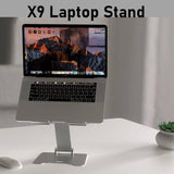 X9 10-15.6" Laptop Stand Ergonomic Aluminum Cooling Adjustable Foldable Laptop Riser Compatible with MacBook Air Pro Dell XPS Lenovo & More - Imported from UK