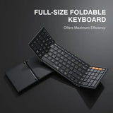 ProtoArc XK01 Foldable Wireless Bluetooth Keyboard with Numeric Keypad, Full-Size Travel Keyboards for iPad Tablet Smartphone Laptop PC Windows iOS Android, Sync Up to 3 Devices - Imported from UK