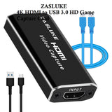 ZASLUKE 4K HDMI to USB 3.0/Type-C HD Game Capture Card 1080P Video Capture Card for High Definition Acquisition Game Live Streaming Screen Sharing Video Recording Medical Imaging Live Conference - Imported from UK