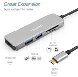 ZMUIPNG 5-in-1 USB C Hub Adapter, Type C Dongle with 4K HDMI, 2 USB 3.0 Ports, SD/TF Card Reader - Imported from UK