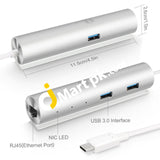 1Byone Usb 3.0 Superspeed Aluminum 3-Port Fast Data Transfer Hub + 1G Rj45 Port For Macbook -