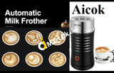 Milk Frother Aicok Electric Steamer With Hot Or Cold Froth Double Wall Strix Control Non-Stick