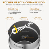 Milk Frother Aicok Electric Steamer With Hot Or Cold Froth Double Wall Strix Control Non-Stick