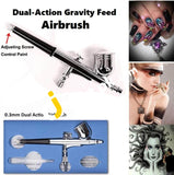 Airbrush Dual Action Gravity Feed 0.3Mm For Art Painting Tattoo Nail Without Compressor - Imported