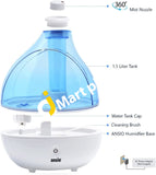 Ansio® Ultrasonic Cool Mist Humidifier 1500 Ml With Up To 16 Hours Continuous Use-Humidifiers For