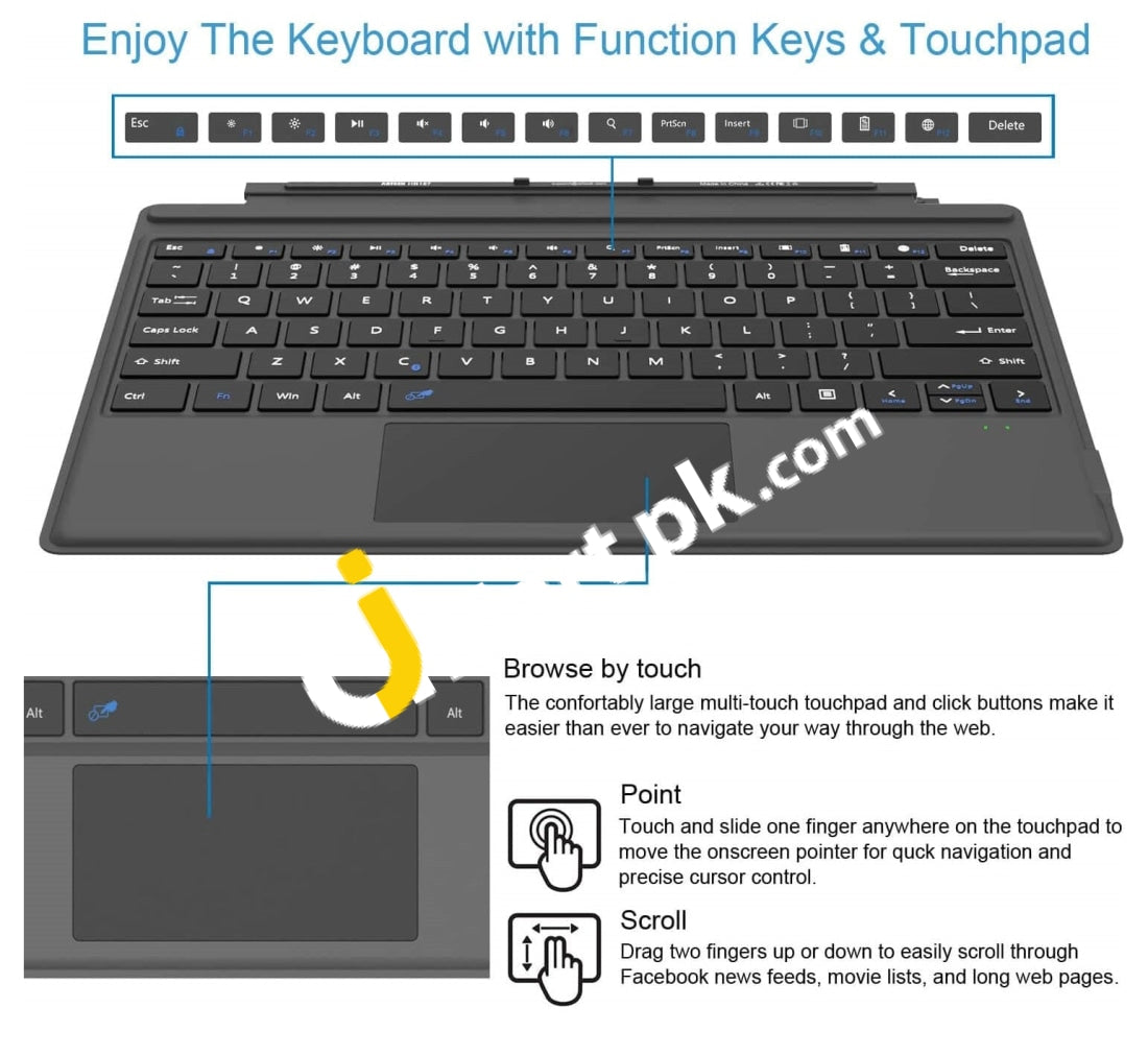 Arteck Hb187 Bluetooth Keyboard With Build-In Touchpad For Surface Pro - Imported From Uk