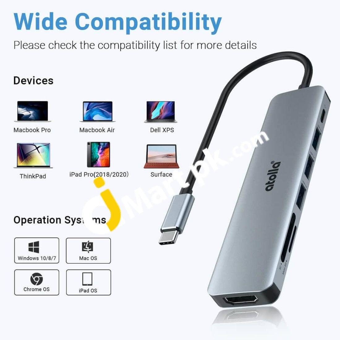 MacBook USB C Hub, 7 in 2 USB-C Adapter with Thunderbolt 3 Port, 100W Power  Supply, 4K HDMI, SD/TF Card Reader (7-in-2 USB C Hub for MacBook)