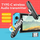 Audio Transmitter Receiver Usb Type C Bluetooth 5.0 Wireless Adapter With Mic For Ps4 Nintendo